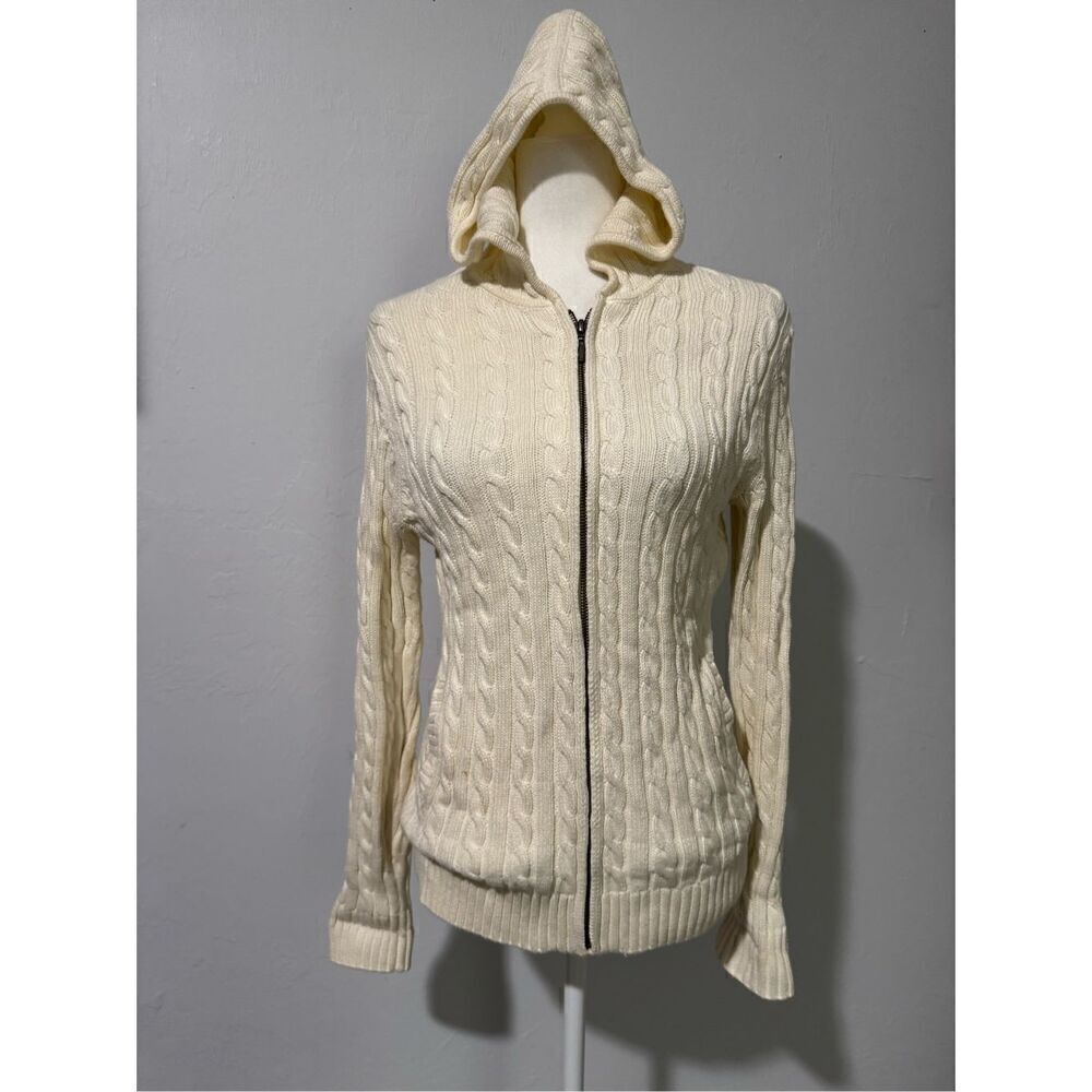 L.L. Bean knit cardigan hooded zip front sweater S